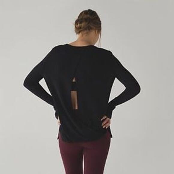 lululemon athletica Sweaters - Lululemon Bring It Backbend Open Back Long Sleeve Pullover Sweater Black 8